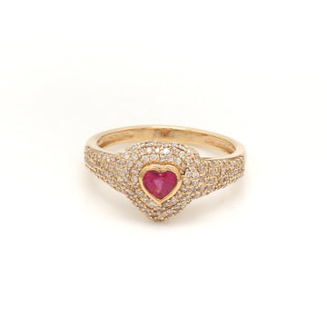 Ruby Diamond Heart Pinky Ring