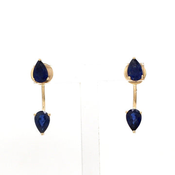Pear-Cut Blue Sapphire Drop Earrings in 14K/18K Solid Gold – Elegant Dangle Studs