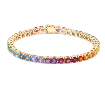 Rainbow Gemstone 4MM Round Tennis Bracelet