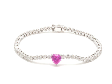 Pink Sapphire Diamond Heart Bracelet