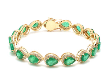 Emerald Pear Cut Diamond Tennis Bracelet Gold