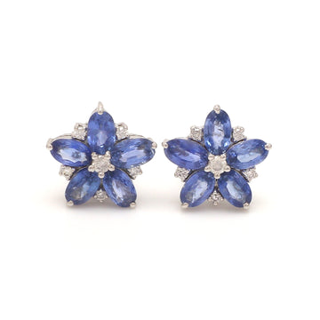 Blue Sapphire Oval Diamond Floral Tops