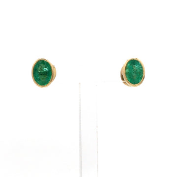 Emerald Oval Bezel Set Studs