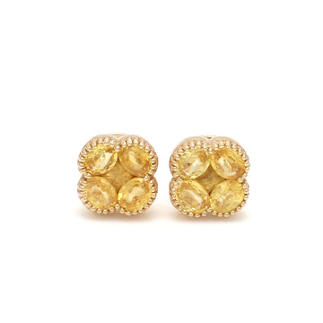 Yellow Sapphire Stud Earrings in Solid Gold – Classic Cluster Design