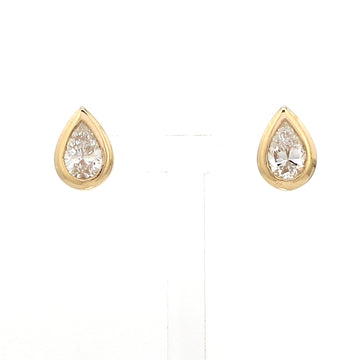Lab Grown Diamond Pear Chunky Bezel Set Stud Earrings in 14K 18K Gold