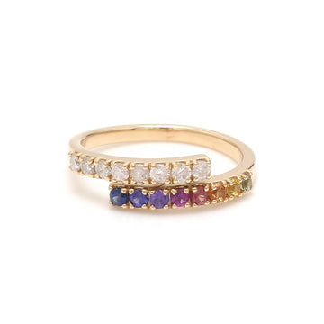 Rainbow Sapphire and Diamond Twist Ring