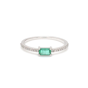 Emerald Octagon East West Diamond Ring