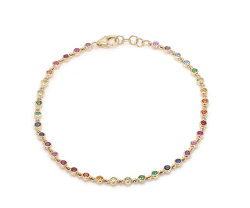 Rainbow Gemstone Bezel Bracelet Gold – Dainty Colorful Jewelry