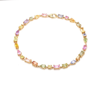 Rainbow Sapphire Pastel Shade Mix Shape Tennis Bracelet