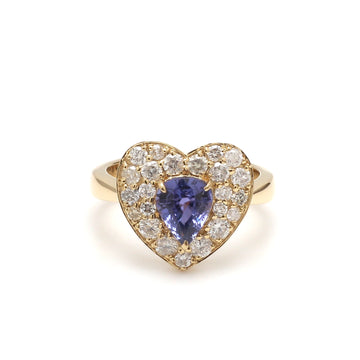 Blue Sapphire Antique Pear Diamond Ring