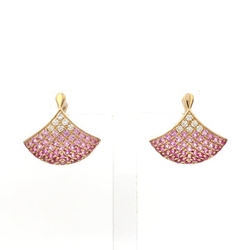 Ombre Pink Sapphire & Diamond Hoop Earrings in Solid Gold – Crescent Pavé Huggies