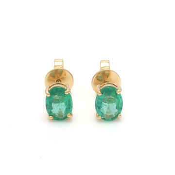 Emerald Oval Prong Set Earrings