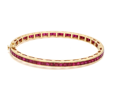Ruby Princess Cut Channel Set Bangle