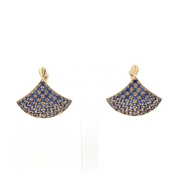 Blue Sapphire Crescent Hoop Earrings in Solid Gold – Pavé Huggie Style
