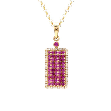 Pink Sapphire Tag With Diamond Pendant Gold