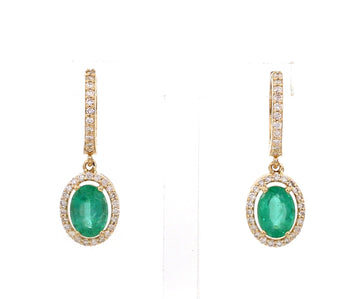 Emerald Oval Diamond Halo Mini Earrings