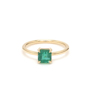 Emerald Asscher Cut Solitaire Ring