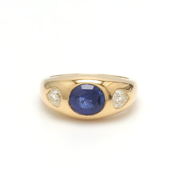 Blue Sapphire Oval Diamond Pear Chunky Ring