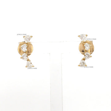 Heart Natural Diamond Climber Earrings Gold