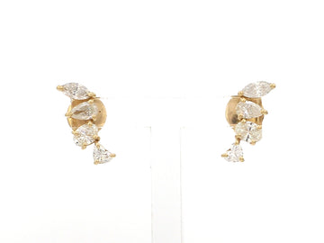Mix Shape Diamond Climber Earrings Gold | Jewels Park