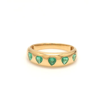 Emerald Five Heart Chunky Ring