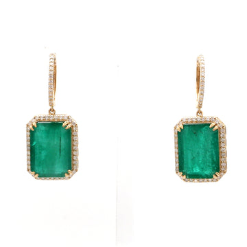 Emerald Big Octagon Diamonds Earring