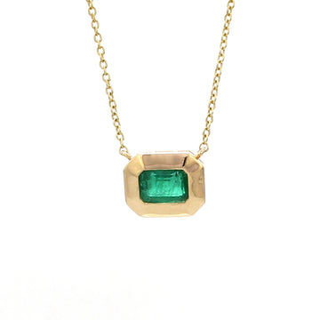 Emerald Pendant Necklace Gold | Emerald Cut Emerald Pendant