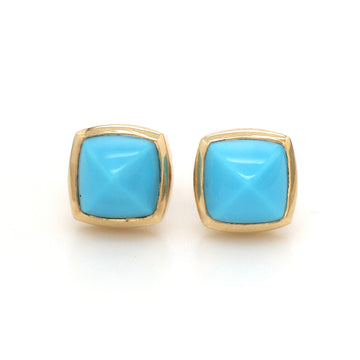 Turquoise Sugarloaf Stud Earrings Gold – Sleeping Beauty Arizona Turquoise Earrings.