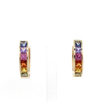 Rainbow Sapphire Princess Cut Small Loops