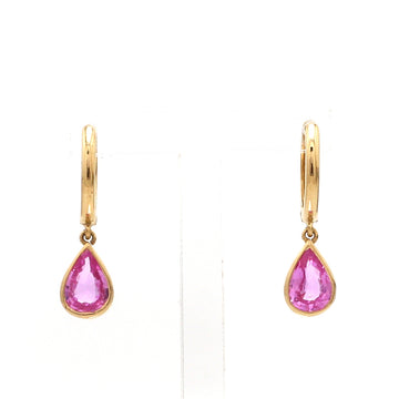 Pink Sapphire Bezel Set Pear Mini Earrings