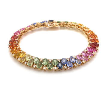 Rainbow Sapphire Pear And Diamond Bracelet