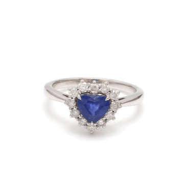 Blue Sapphire Heart Diamond Ring