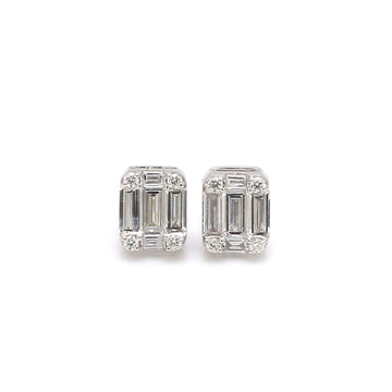 Emerald Cut Illusion Diamond Stud Earrings Gold | Classic Everyday Diamond Studs