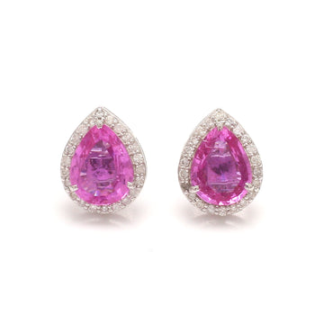 Pink Sapphire Pear Diamond Studs