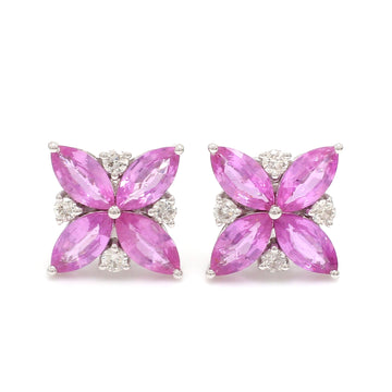 Pink Sapphire Diamond Earring Studs