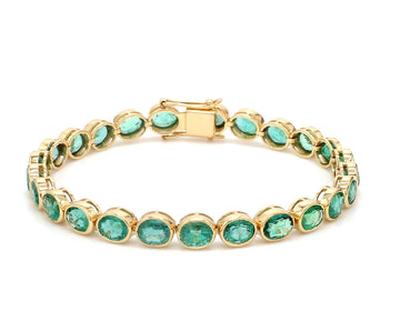 Emerald Oval Shape Bezel Set Tennis Bracelet