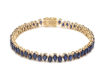 Blue Sapphire Pear Tennis Bracelet Gold – Natural Sapphire Bracelet | Jewels Park