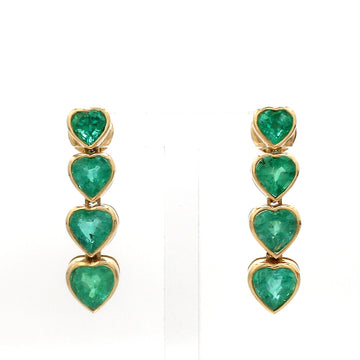Heart-Shaped Emerald Drop Earrings | 14K 18K Solid Gold Dangle Earrings