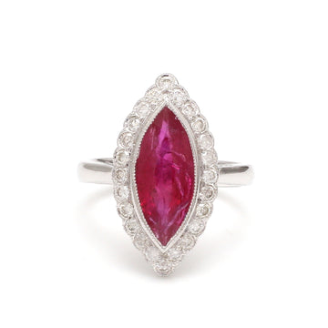Ruby Marquise Bezel Set Diamond Ring Gold