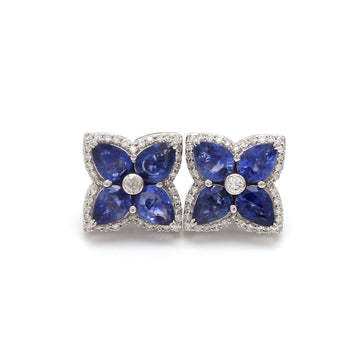 Blue Sapphire Pear Diamond Floral Tops