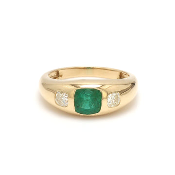 Emerald Cushion Old European Cut Chunky Ring