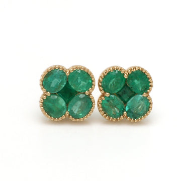 Emerald Oval Cut Vintage Mini Studs Earrings Gold