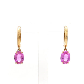 Pink Sapphire Oval Prong Set Mini Earrings