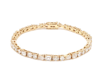 Lab Grown Diamond Mix Shape Tennis Bracelet in Gold | CVD Diamond Mix Shape Bracelet | Sustainable Luxury Jewelry
