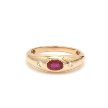 Ruby Oval Round Diamond Mini Chunky Ring