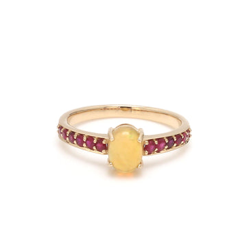 Opal with Pave Ruby Ring