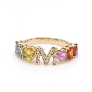 Rainbow Sapphire Initial Name Eternity Band