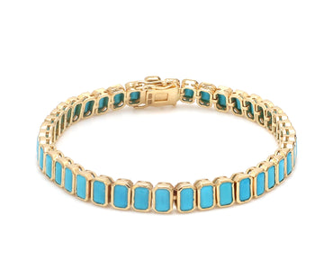 Turquoise Tennis Bracelet Gold | Natural Turquoise Gemstone Jewelry