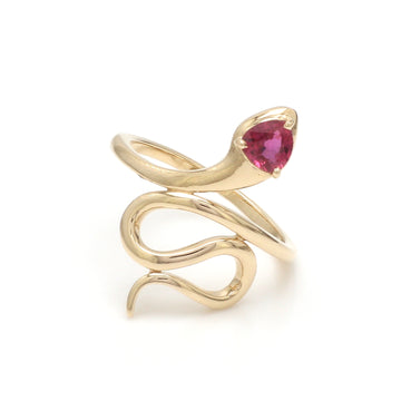 Ruby Snake Ring in Gold – Serpent Style Wrap Ring with Ruby , Unique Snake Jewelry for Women