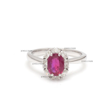 Ruby Oval Diamond Solitaire Ring